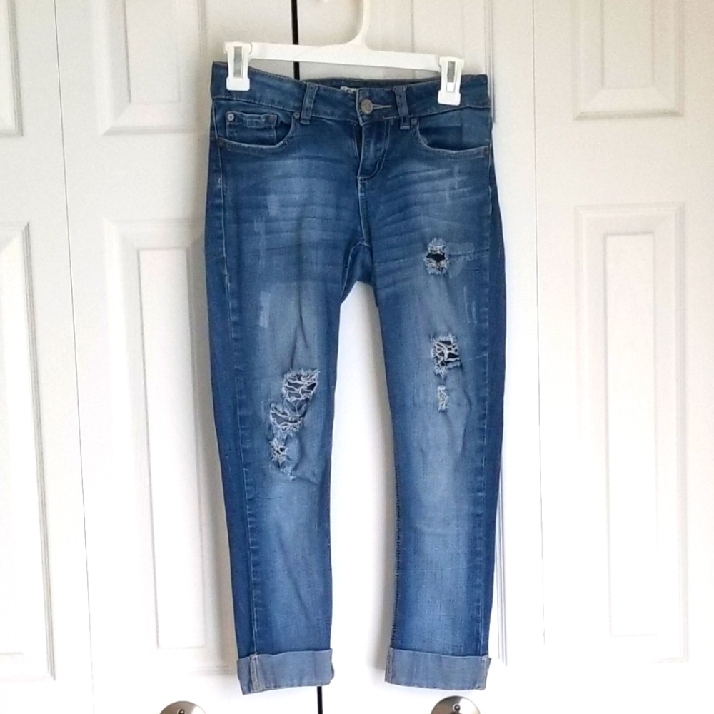 Indigo Rein distressed cropped jeans, juniors 3